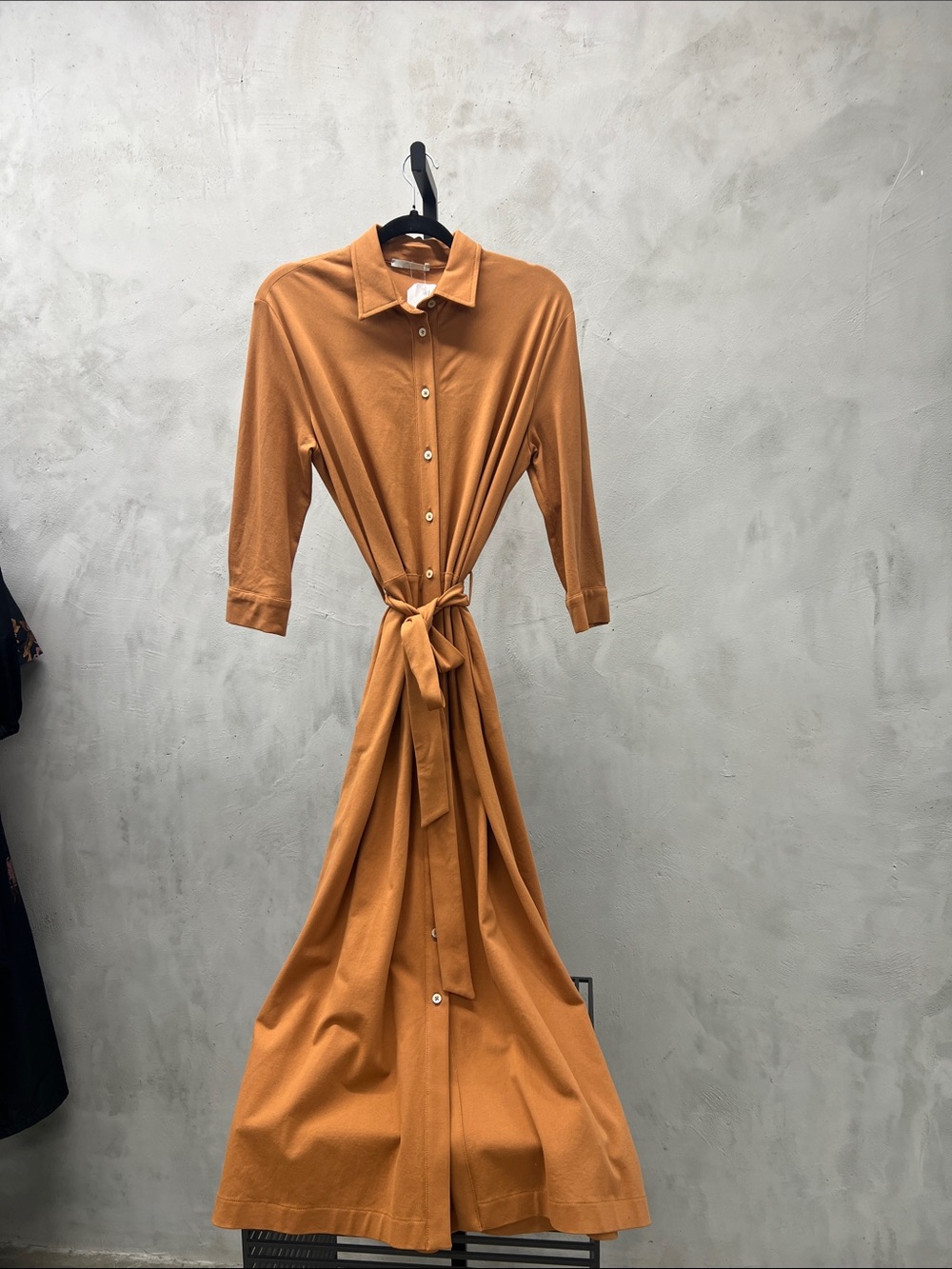 Tie-Waist Maxi Shirt Dress - Rust Orange